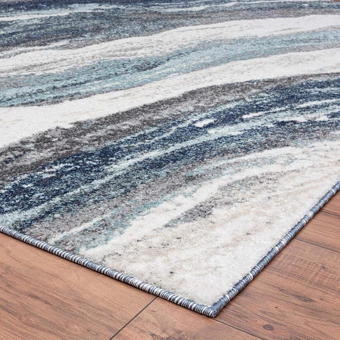 LUXE WEAVERS Lagos Collection 7983 Blue 6x9 Art Deco Area Rug - Image 5