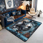 Western Wolf Large Area Rug 5x7 Bohemian Dream Catchers Living Room Rug | by Erosebridal