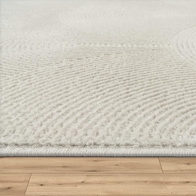 Paco Home Modern Area Rug with Minimalist Arched Lines in Neutral Cream - Image 3