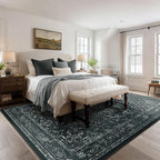 Dark Distressed Washable Area Rugs 9x12 Living Room, Washable Non Slip Low Pile - Image 4
