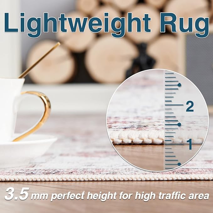 jinchan Kalen Round Rug 7ft Area Rug Washable Vintage Indoor Retro Accent Floor - Image 8