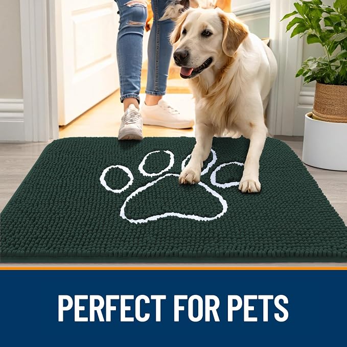 OLANLY Dog Door Mat for Muddy Paws 30x20, Paw Print Design, Absorbs Moisture - Image 6