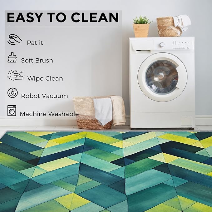 4x6 Geometric Zigzag Rugs for Bedroom Decor, Washable Green Chevron Pattern - Image 6