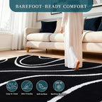 YIHOUSE Abstract Washable Rug 8x10, Ultra Thin Non Slip Black Rugs - Image 3