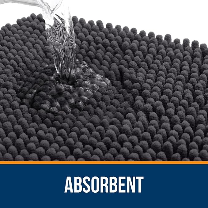 OLANLY Bathroom Rugs 45x27, Extra Soft Absorbent Chenille Bath Rugs, Rubber - Image 4