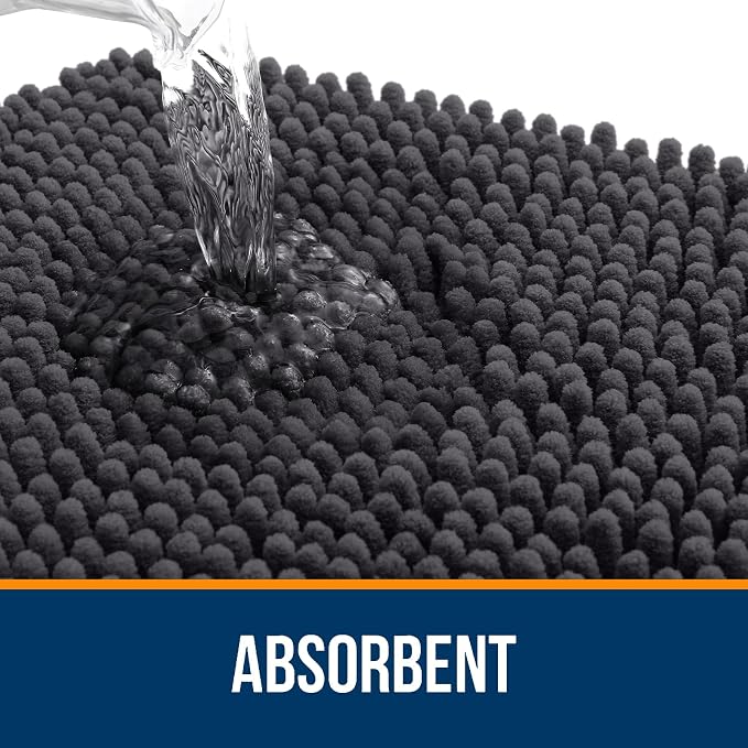 OLANLY Bathroom Rugs 50x30, Extra Soft Absorbent Chenille Bath Rugs, Rubber - Image 4