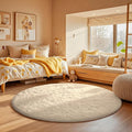 Ophanie Round Rug 4Ft Ivory Circle Area Rugs, Fluffy Fuzzy Small Bedroom Carpet by Ophanie