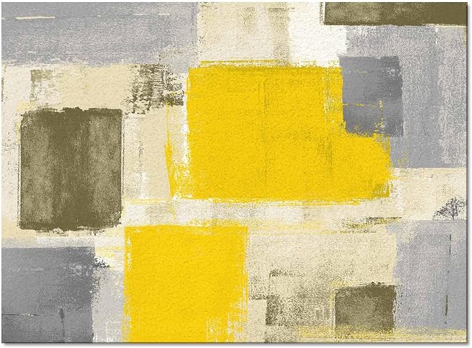 Yellow Rectangular Area Rugs for Living Room Bedroom 5 x 8 ft Abstract Paint by Libaoge