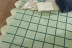 Mint Green Scalloped Edge Wool Area Rug - Image 5