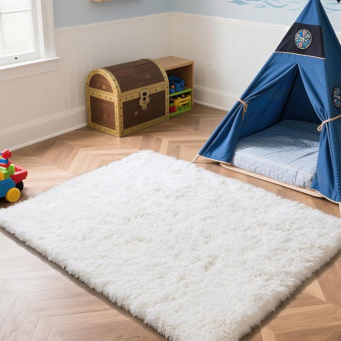 Fluffy Rug Shaggy Area Rug, Small Bedside Rug, Soft Fluffy Shaggy Entryway - Image 2