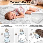 2x3 Tie-Dyed Grey Rugs for Bedroom Living Room, Fluffy Small Area Rug Soft Shag - Image 5