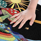 Erosebridal Trippy Mushroom Bathroom Rugs Groovy Floral Mats Rainbow Striped - Image 5