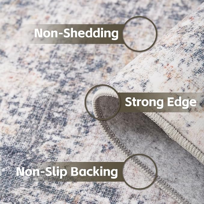 Area Rug 8x10 Washable Rug Grey and Beige - Image 5