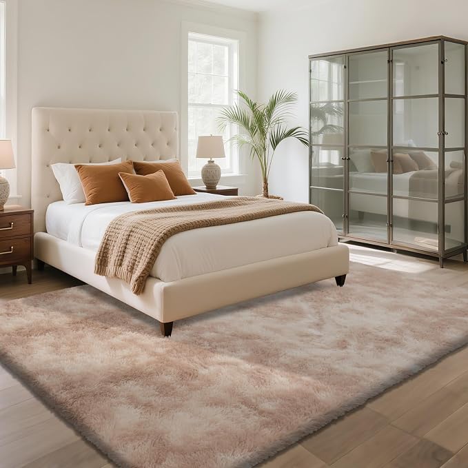 Fluffy Rug Shaggy Area Rug, Mottling Beige 6x9 Area Rugs - Image 3