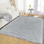 Latepis 5x8 Gray Area Faux Fur Rug by Latepis