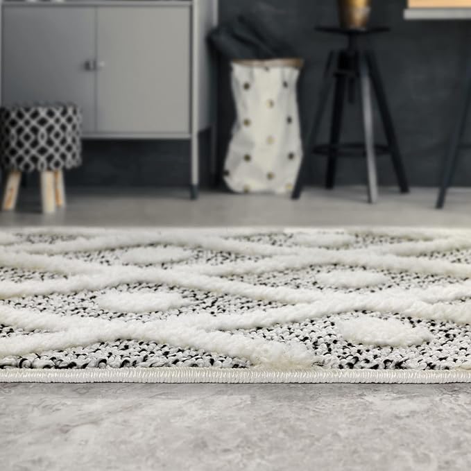 Antep Rugs Palafito 2x5 Geometric Shag Diamond High-Low Pile Textured Indoor - Image 5