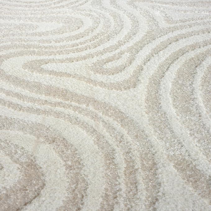 LUXE WEAVERS Geometric Swirl Cream 9x12 Area Rug High Low Modern Carpet - Image 5