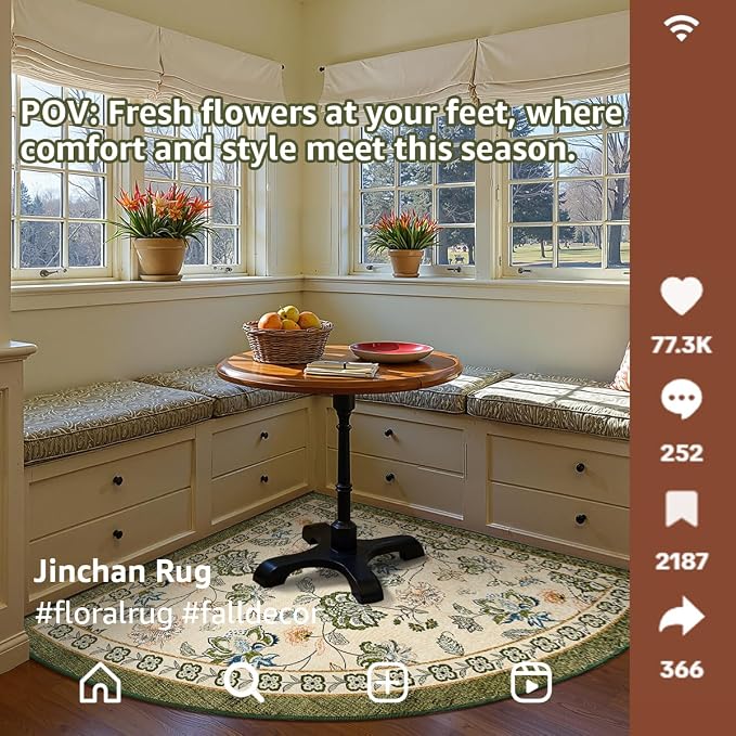 jinchan Elora Floral Corner Rug - Image 3