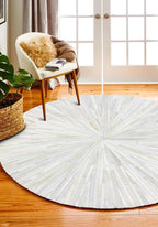 Faux Cowhide Round Area Rug | Non-Slip Leather Floor Carpet - Image 4