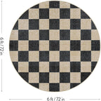 LIVEBOX Checkered Round Rug 6 Ft Washable Area Rug - Image 2