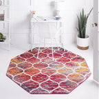 Rugs.com Lattice Frieze Collection Rug – 6' Octagon Multi Medium Rug Perfect by Rugscom