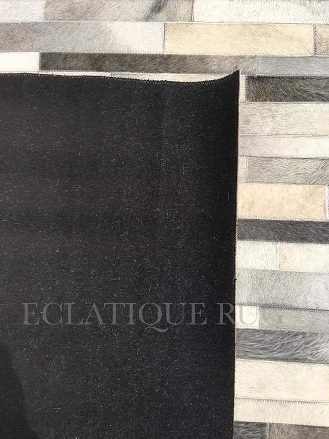 Cowhide Leather Rug for Living Room 8x10, Modern Stripes Style Floor Carpet - Image 8