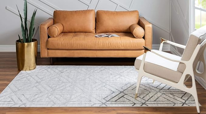 Rugs.com Lattice Trellis Collection Rug – 6' x 9' White Low-Pile Rug Perfect - Image 4
