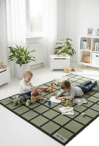 Handmade Wool Area Rug & Runner | Modern Grid Pattern Carpet - Image 2
