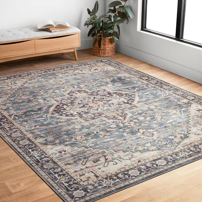 Loloi Hathaway Collection HTH-01 Navy/Multi 2'-6" x 7'-6", .25" Thick Runner Rug - Image 2