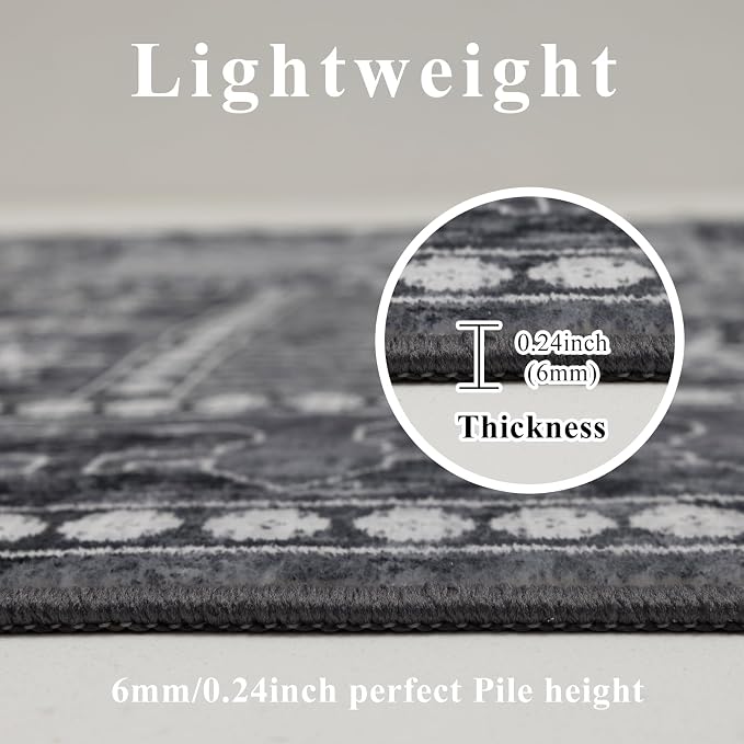 Washable Rugs 5x7 Area Rugs for Living Room, Thin Carpet for Bedroom, Soft Faux - Image 8