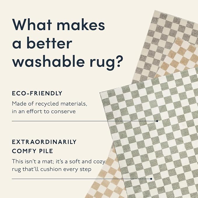 Revival Rugs Gambit 3'11" x 6'1" Checkered Rug Machine Washable Area Rug - Image 4
