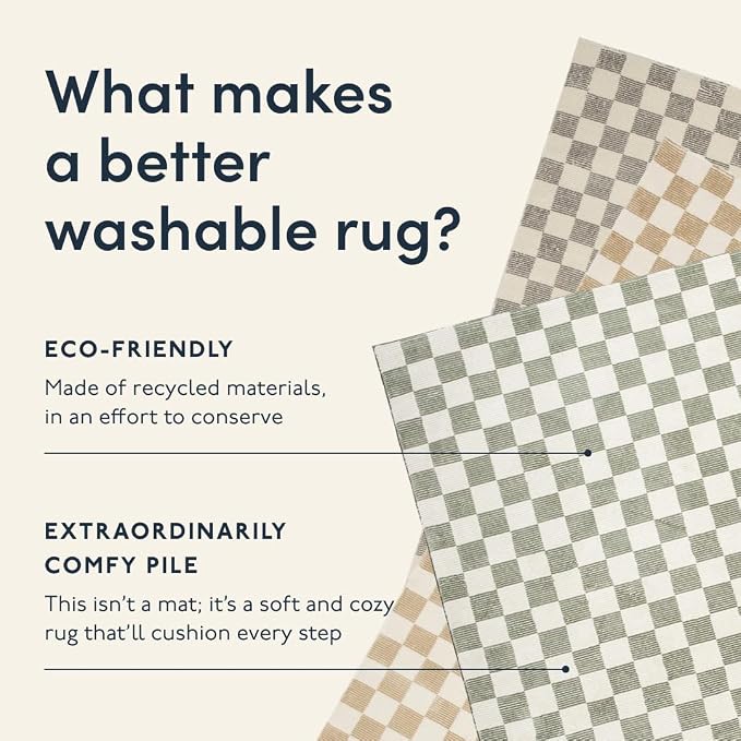 Revival Rugs Gambit 5'3"x8' Checkered Rug Washable Area Rug - Image 4