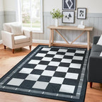 Vasofe Plaid 3x5 Outdoor Patio Rug, Checkered Jute Entryway Rugs, Washable by VasofeSoftFluffyRugs