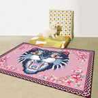 Cartoon Animal Pattern Area Rug Cute Cat Luxury Floral Decor - Image 3