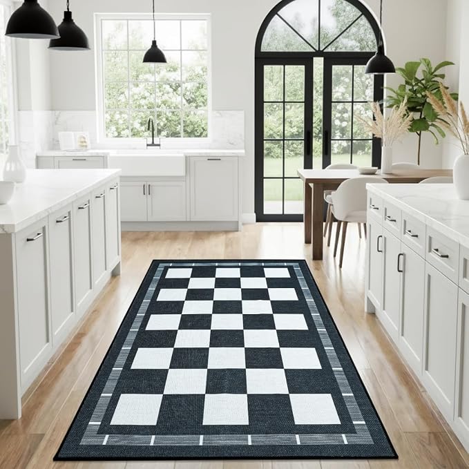 Vasofe Plaid 3x5 Outdoor Patio Rug, Checkered Jute Entryway Rugs, Washable - Image 6