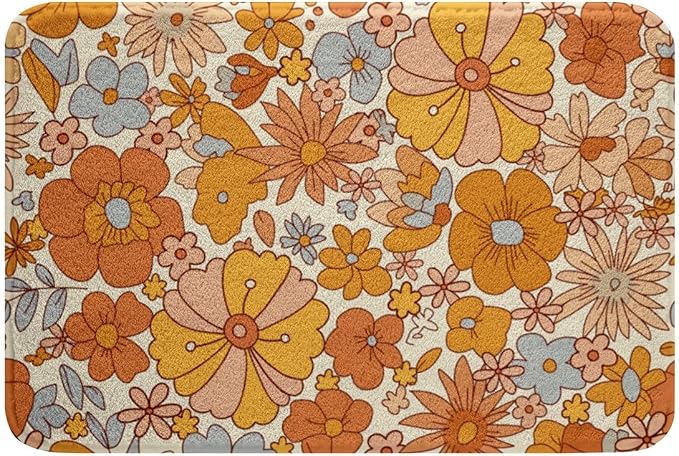 Erosebridal Hippie Flower Bath Rugs Groovy Birthday Decorations Bathroom Mats by Erosebridal