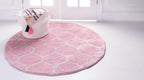 Rugs.com Lattice Frieze Collection Rug – 8' Round Light Pink Medium Rug Perfect - Image 2