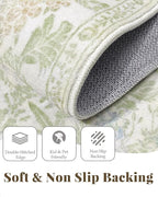 Washable Sage Green Living Room Area Rug 6x9, Boho Botanical Area Rug - Image 5