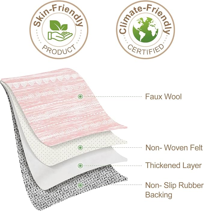 Nakagishi Pink Rugs for Bedroom Girls: 7x10 Washable Boho Large Neutral Cute - Image 8