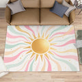 Boho Sun Area Rugs 6x8ft, Minimalist Sunburst Living Room Area Rug, Abstraction by Unknown