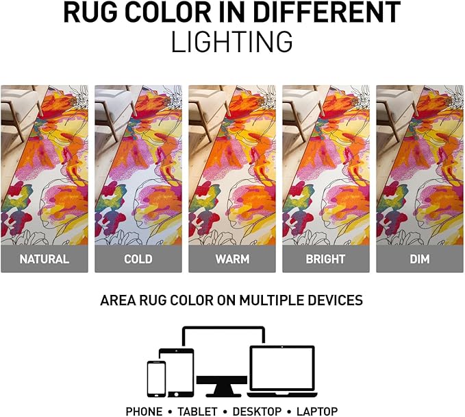 Rugshop Modern Bright Flowers Non-Slip Area Rug 5 X 7 Multi - Image 6