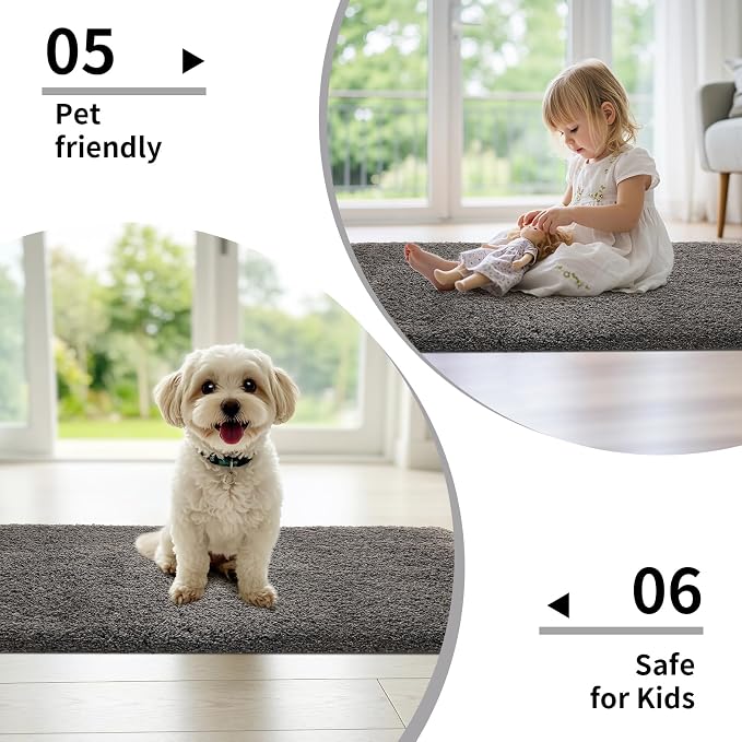 Bathroom Rugs 24x48 Non Slip Dark Grey Fluffy Bath Mat - Image 7