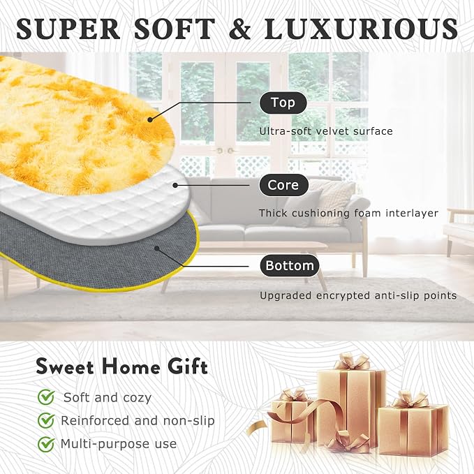 Soft Fluffy Area Rug for Bedroom, Fuzzy Shaggy Oval Throw Rugs for Bedside - Image 6