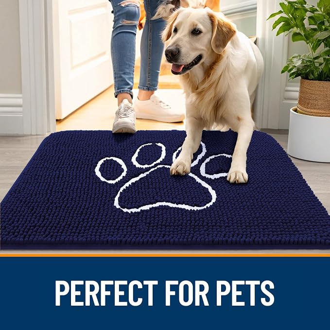 OLANLY Dog Door Mat for Muddy Paws 47x32, Paw Print Design, Absorbs Moisture - Image 6