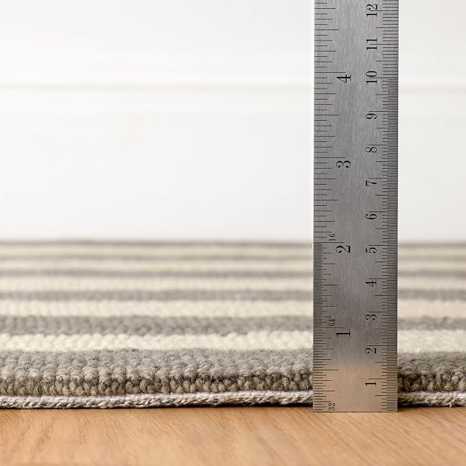 Dash & Albert Silas Stripe Grey Hand Micro Hooked Wool Rug, 3 X 5 Feet - Image 4