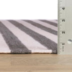 Home Conservatory Ladder Stripe Black/Ivory Handwoven Wool 5 X 8 Feet - Image 3