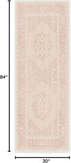 RUGGABLE Washable Runner Rug – Kamran Soft Pink 2.5x7, Stain-Resistant - Image 2