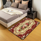Elegant Red Floral 3 x 5 Area Rug Gold Geometric Rugs - Image 5