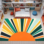 Rainbow Sun Modern Boho Large Area Rugs, Minimalist Living Room Bedroom Decor - Image 2