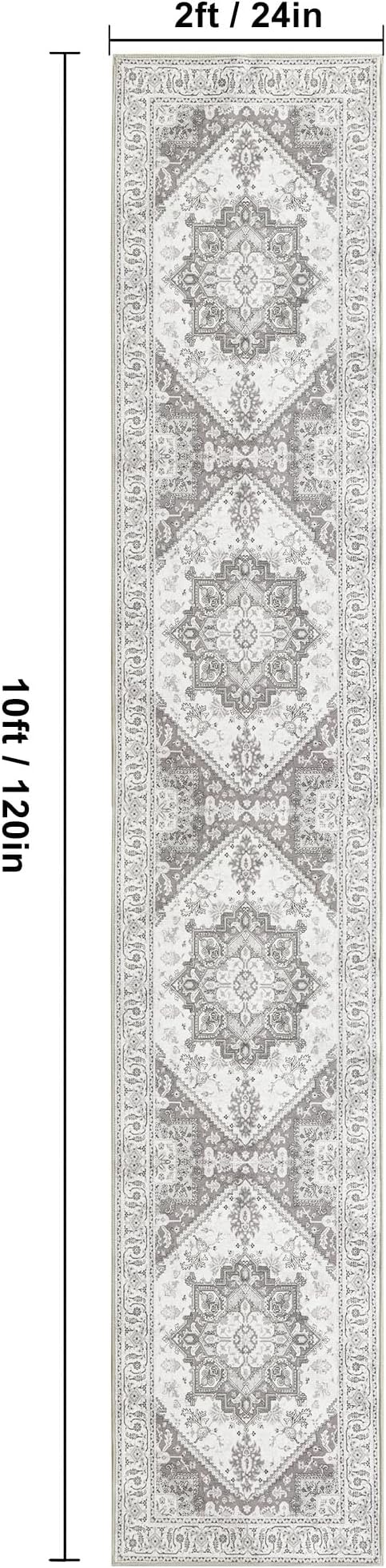 XWZO Runner Rug 2x10ft for Long Hallways, Washable Non-Slip Low Pile Area Rug - Image 2
